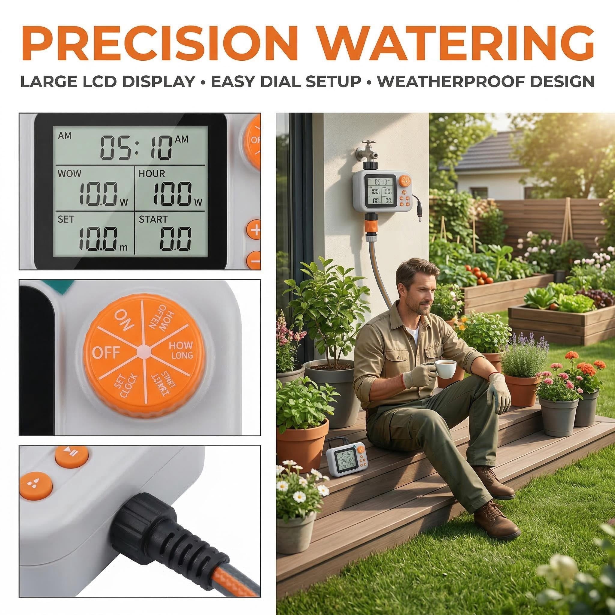 Smart 15-Pot Automatic Watering System — Indoor Automatic Watering Kit with Programmable Timer and Humidity Sensor — Drip Irrigation System for Potted Plants While You're Away