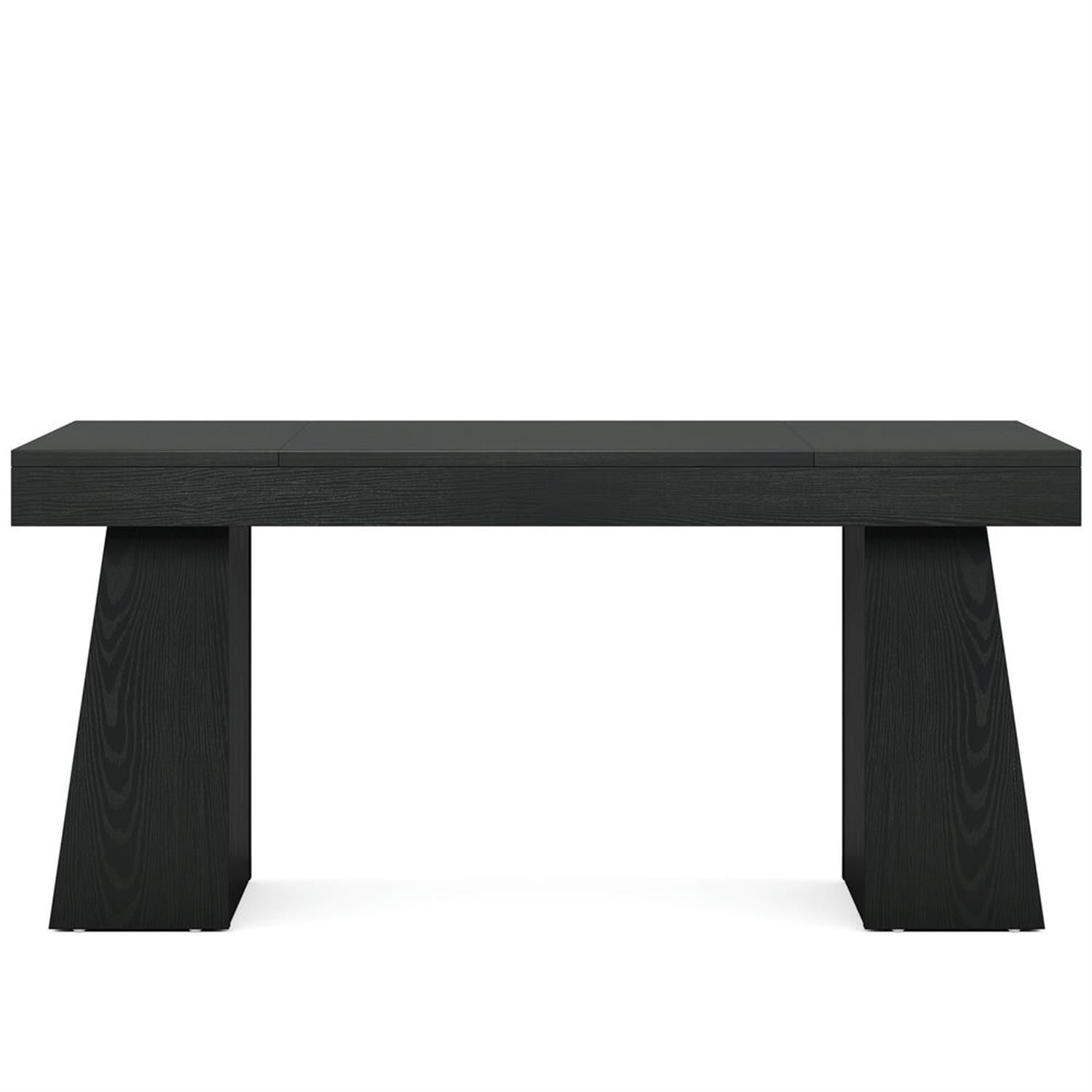 Demi Bonn 55" Wood Executive Computer Desk, Modern Duty Study Writing Gaming Table for Home Office, Rectangle Workstation, Black