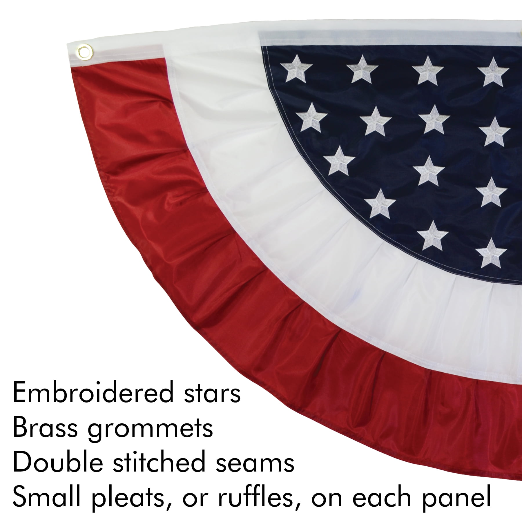 In the Breeze 3707 — Patriotic Set of 2, Classic Ruffle Corner Bunting — Patriotic Home Decor, Flags
