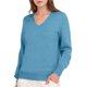 thumbnail image 1 of Suéter de Larga con Cuello en V para Mujer, Estilo Casual Clásico de Otoño, Suave y Holgado, Básico, Tipo Jersey Azul Tranquilo M, 1 of 10