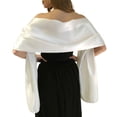 thumbnail image 1 of MLMW Chales y envolturas para vestidos de noche Chal de satén para mujer Chales de boda extra largos para fiesta nupcial (Marfil), 1 of 4