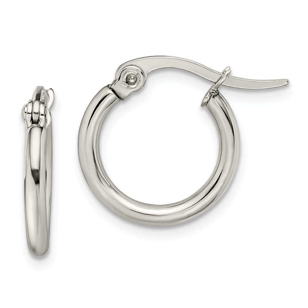 Jewelry Stainless Steel Hinged Polished 12mm Diameter Hoop