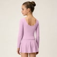 thumbnail image 5 of BFHHYA Girls Ballet Leotards Long Sleeve Round Neck Ballet Dress Casual Solid Color Chiffon Skirt Leotard for Girls 3-15 Years, 5 of 6