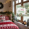 thumbnail image 3 of Welcome Sign for Front Door, Merry Christmas Round Metal Wall Art Wreaths, Xmas Green Leaves Berries Pine Needles Holiday Outdoor Indoor Wall Hanging Sign for Porch Decor Housewarming Gifts 11.8 Inch, 3 of 8
