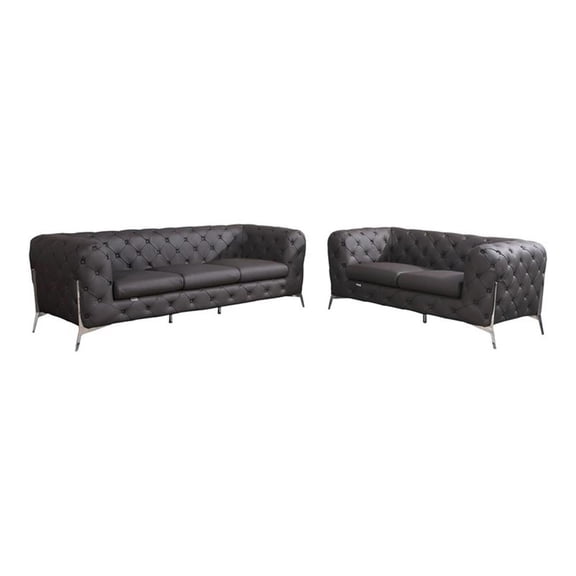 Titan Furnishings 2-Piece Genuine Italian Leather Sofa & Loveseat in Brown