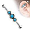 thumbnail image 1 of Barres de Perçage Industrielles 14G avec Centres Turquoise Triples Ronds, 1 of 3