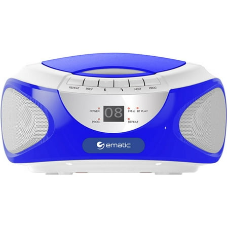 Ematic Bluetooth CD Boombox, Blue, EBB9224