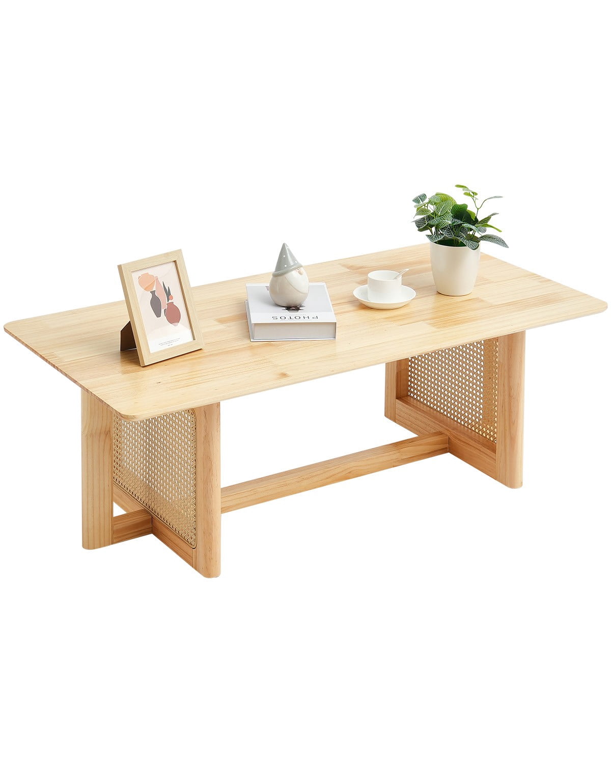 CENSI 31.5" Round Nesting Coffee Table Set - Natural Oak & Metal, 2-Piece Stacking Tables For Living Room