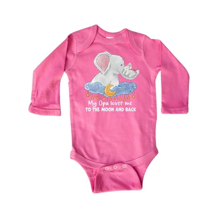 

Inktastic My Opa Loves me to the Moon and Back Elephant Family Gift Baby Boy or Baby Girl Long Sleeve Bodysuit