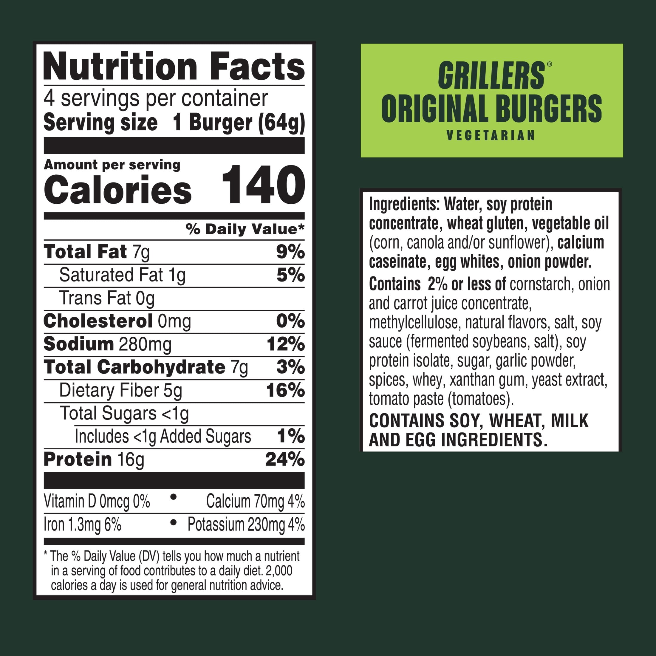 MorningStar Farms Grillers Original Veggie Burgers, Vegetarian Meat, 9 oz, 4 Count Bag