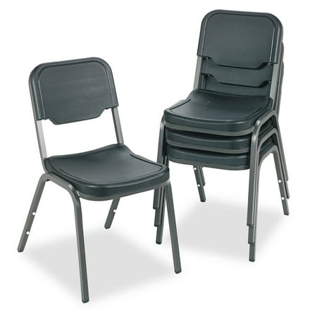 Iceberg Rough N Ready Series Original Stack Chair, Resin, Black/Gray, 4/Carton