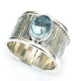 thumbnail image 2 of Natural Aquamarine Ring, 925 Sterling Silver, Textured Ring, Oval Shape Gemstone, Wide Band Ring, Designer Ring, Blue Gemstone, Gift For Him, 2 of 5