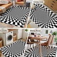thumbnail image 6 of Abstract Plaid Washable Area Rug 4 x 6 ft Black White Checkerboard Geometric 3D Pattern Endless, Soft Non Slip Rugs Stain Repellent Indoor Felt Carpet for Living Dining Room Bedroom Home Office, 6 of 9