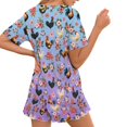 thumbnail image 3 of Yuyamidu Chicken Pajama for Women Set Flower Women's Two Piece Outfits Crew Neck T-shirt and Shorts Matching Set Lightweight Short Sleeve Sleepwear Relaxed Nightwear Plus Size XL, 3 of 7