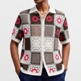 thumbnail image 2 of Men's Cardigan Sweaters Quarter Zipper Knitted Pullover Top Short Sleeve 100% Polyester, 2 of 9