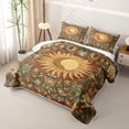 thumbnail image 3 of Homewish Bohemian Sun Moon Quilt Full,Vintage Botanical Floral Full Bedspread Sets,3-Piece, 3 of 7