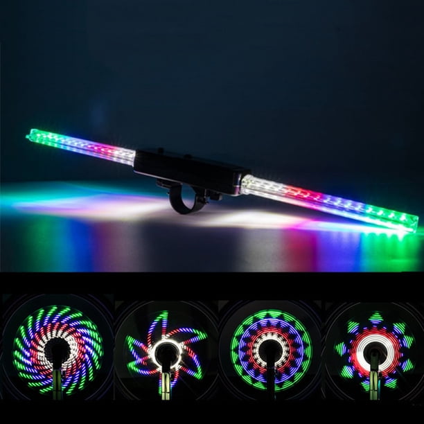 Luces de radios para llantas de bicicleta, resistentes al agua, con 64 LED y 30 patrones de cambio para bicicletas de montaña.