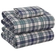 thumbnail image 1 of RUVANTI Draps 100 % Coton – Literie Percale Format Simple, Design Floral Rafraîchissant et Respirant, Durable avec une Sensation Nette, Douce et Confortable, Poche de 16 Pouces, Ensemble 3 Pcs, Carreaux Bleu Verdâtre, 1 of 8