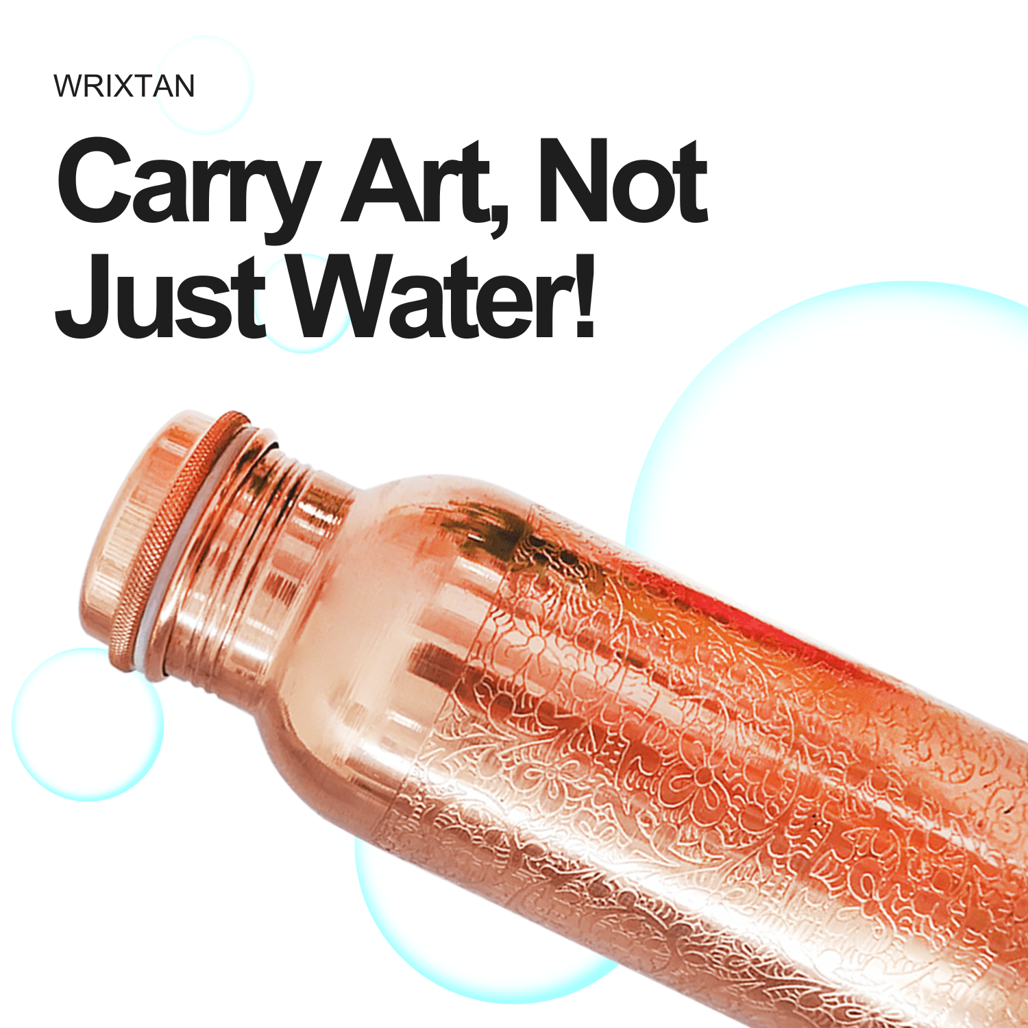 Wrixtan Engraved Copper Water Bottle, 1000ml