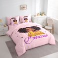 thumbnail image 3 of jejeloiu Cute Black Princess 7-Piece Bedding Comforter Set,Cartoon Glitter Print King Bedding Sets For Girls Kids Reversible, 3 of 8