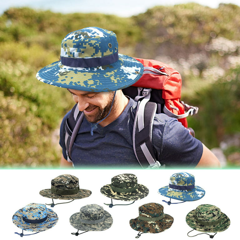 EINCcm Hats for Men Unisex Round Camouflage Cap Summer Sun Hat Bucket Hat  Cowboy Hat for Outdoor Fishing Hiking Climbing Breathable Windproof UV