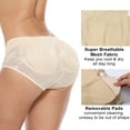 thumbnail image 3 of QRIC Women Butt Lifter Padded Panties Hip Enhancer Lace Briefs Body Shaper Underwear with Removable Pads Beige 2XL, 3 of 6