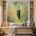 thumbnail image 3 of Black Cat Flowers Kitchen Curtains 63 Inch Length, Modern Oil Painting Farmhouse Tiers Curtains for Living Room Berdoom Bathroom, Light Filtering Drapes Rod Pocket Window Treatment 2 Panels 42"Wx63"L, 3 of 9