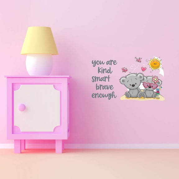 Magic Is In You Teady Bear Umbrella Sunshine Hugging Flowers Kind Smart Hugs Kisses Girls Love Beautiful Crown Prince Unicorns Royalty Sweet Dreams Decorating Wall Decal Sticker - Size: 20 In X 12 In