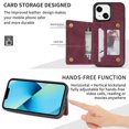 thumbnail image 5 of SaniMore for iPhone 15 PU Leather Case RFID Blocking, Back Magnetic Button Flip Wallet Cover Built-in Card Slot & Multi-Angle Kickstand Ultra-Thin Full Body Protective Shell, Winered, 5 of 6