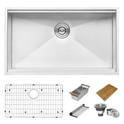 Ruvati 28-inch Workstation Ledge Undermount 16 Gauge Stainless Steel Kitchen Sink Single Bowl - RVH8309