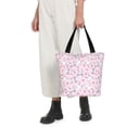 thumbnail image 3 of Vsdgher Cute Rabbit Flower print Reusable Shopping Grocery Bags for Women Shopping with Pouch Foldable Pouch Lightweight Polyester Fabric, 3 of 6