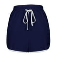 thumbnail image 3 of High Waisted Yoga Short Pants 2PCS Solid Color Shorts for Women Casual Loose Comfy Elastic Waist Drawstring Yoga Athletic Short Pants Trendy Beach Shorts with Pockets Navy L, 3 of 5