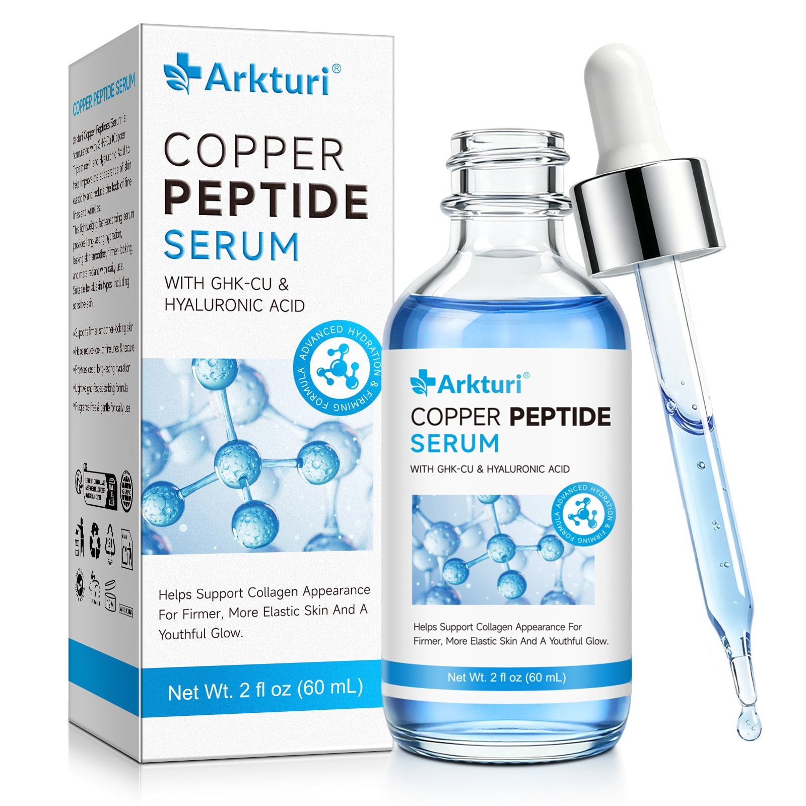 asterwood ghk cu Copper Peptides Serum for Face - Tightening, Repairing, Collagen Boosting - with GHK-Cu and Hyaluronic Acid - Fragrance-Free 5-amino-1mq Peptide Forms, Patient and smoother Size:5mg Skin & Regenerative