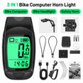 thumbnail image 2 of 3 in 1 Bike Computer with Headlight Horn IP64 Multifunction Cycling Bike Speedometer Large LCD Screen Black, 2 of 5