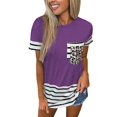 thumbnail image 1 of Nouveau T-Shirt Décontracté pour Femmes à Manches Courtes, Imprimé Rayé, Patchwork, Col Rond, Grande Taille, Poches, Blouse Ample, 1 of 6