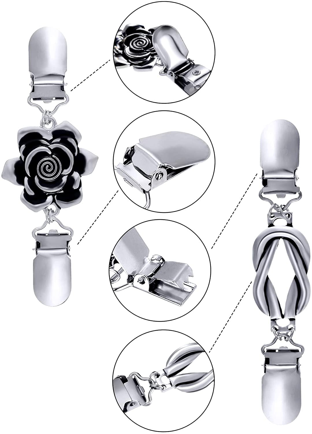 Clips à Châle Ou Cardigan Vintage Rétro - En Alliage De Zinc Argenté - Taille 4,3x1,5 Pouces - Neuf étiqueté