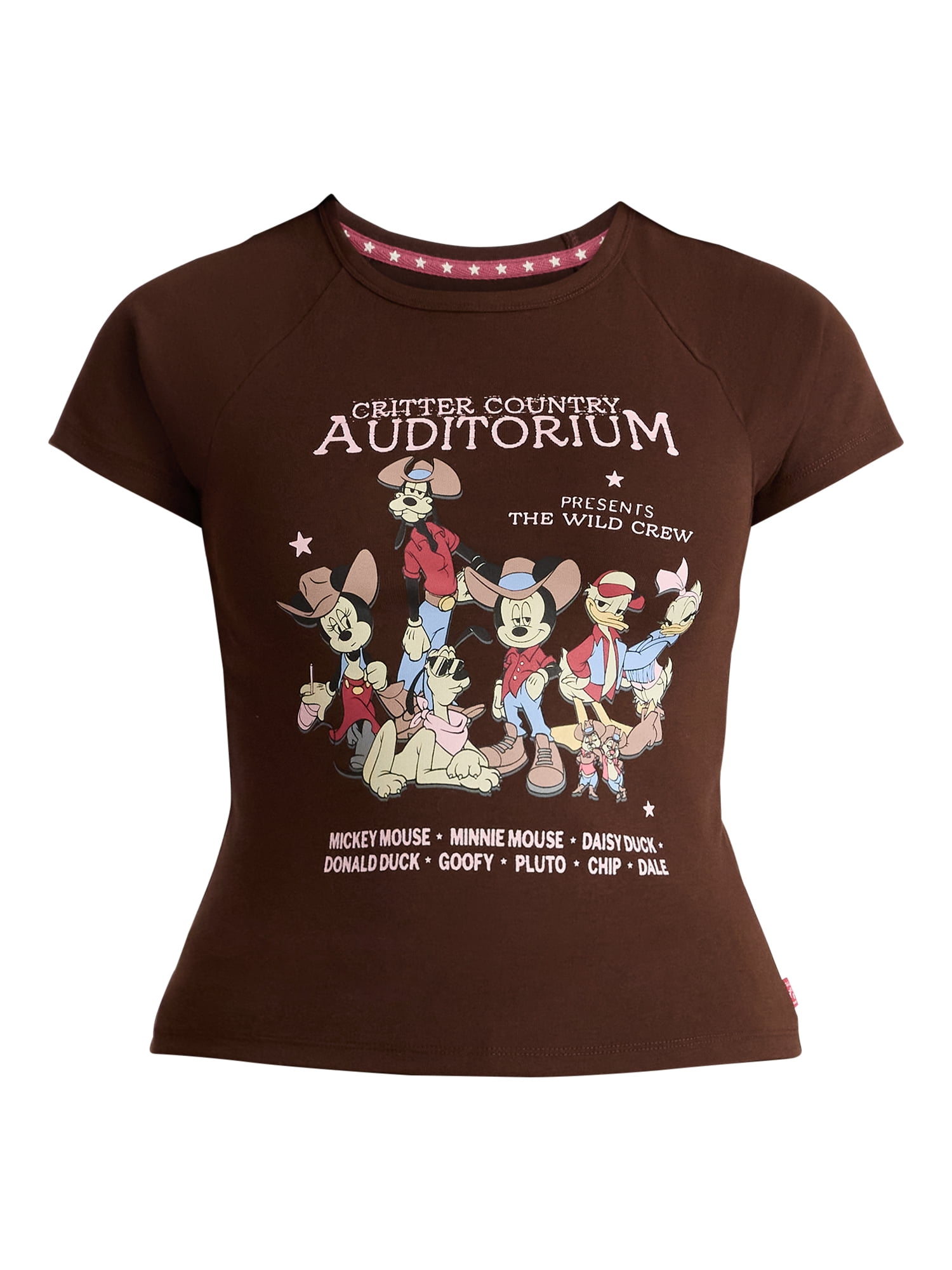 Disney Mickey and Friends Women's Graphic Baby Tee with Short Sleeves, Sizes XXS-XXL