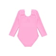 thumbnail image 4 of Nyeemya Girls Fleece Lined Bodysuit Long Sleeve Ballet Leotard Kids Dance Undergarment Thermal Pink 140, 4 of 7