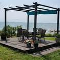 thumbnail image 3 of PURPLE LEAF Pergola 10' X 12' Outdoor Retractable Pergola with Sun Shade Canopy Patio Metal Grape Trellis Pergola Grill Shelter Pergola for Porch Garden Yard, Turquoise Blue, 3 of 13