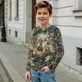 thumbnail image 4 of FUIALDOLG 2 Pack Boys Forest Deer Long Sleeve Shirts 5-6 Years Crew Neck Loose Tops Kids Lightweight Pullover Graphic Tees, 4 of 6