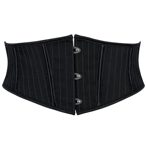 Women's Black Pinstripe Short 3 Hook Waist Cincher Corset Mini Waist Trainer Shaping Belt for Style