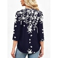 thumbnail image 6 of VDJ Fall Tops for Women 3/4 Sleeve Button V Neck Casual Shirts Floral Business Work Elegant Blouses for Ladies Fall Clothes Size XXL, 6 of 7