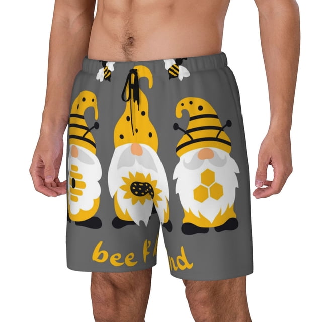 Balery Bee Kind Bañador para hombre, shorts de playa de secado rápido con entrepierna y forro de compresión-Large