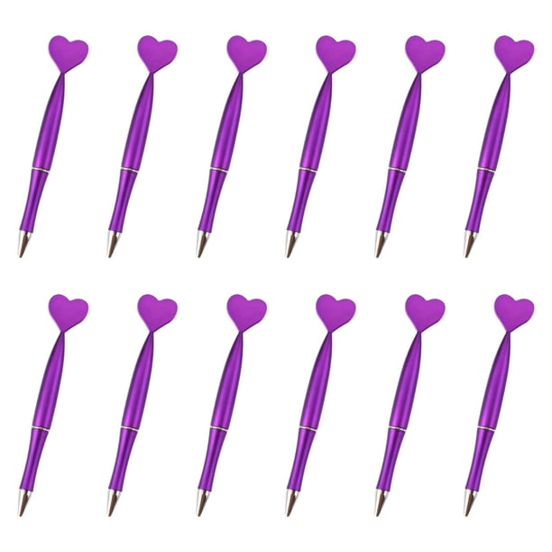12 bolígrafos con forma de corazón para Valentín, bolígrafos con forma de corazón, creativa para fiestas, suministros de Valentín Violeta
