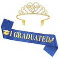 thumbnail image 1 of Graduation Party Supplies Kit: Fashion Glittered Grad Crown Tiara Satin Sash, 1 of 2