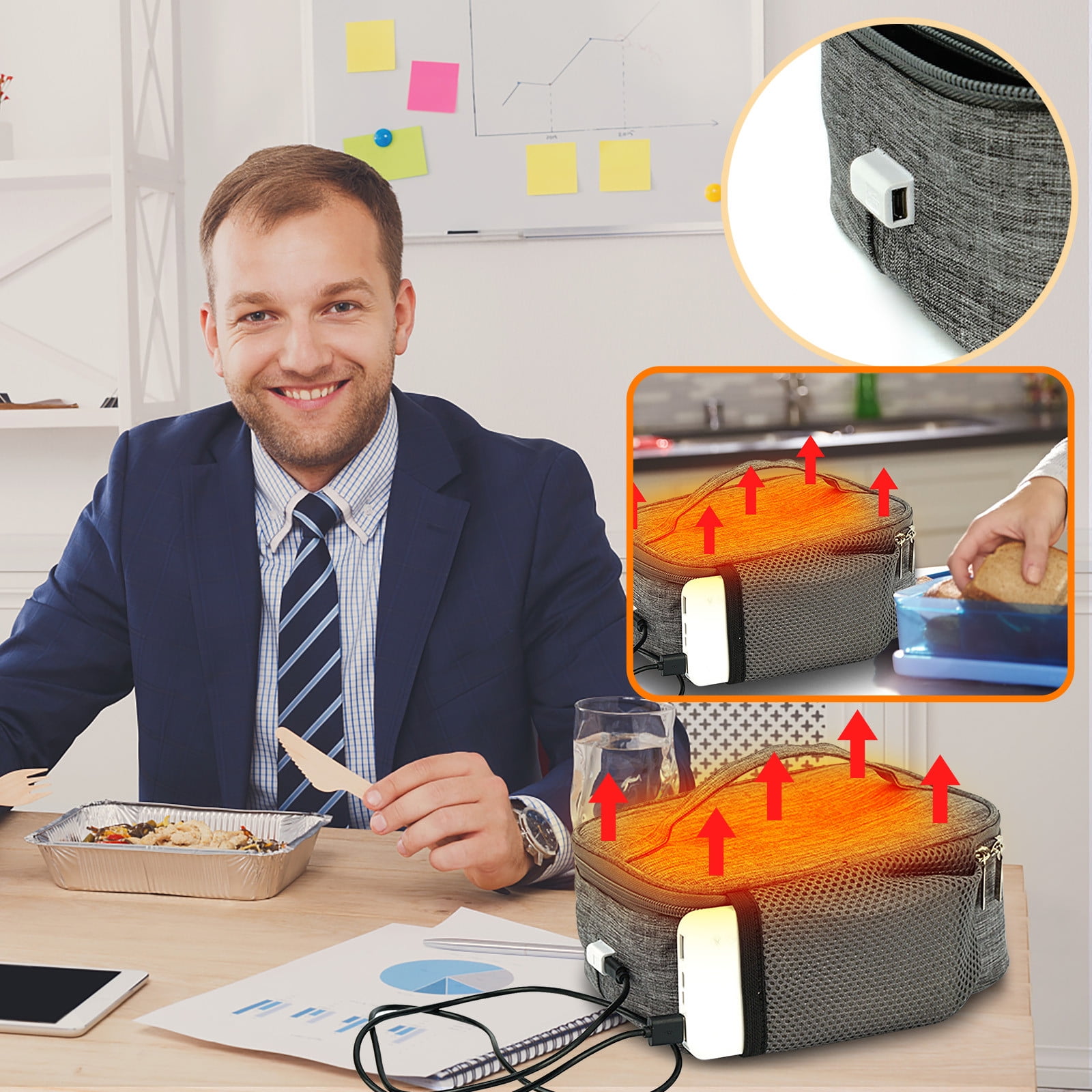 Electric Lunch Bag Portable Lunch Box Heater For Office Travel Food