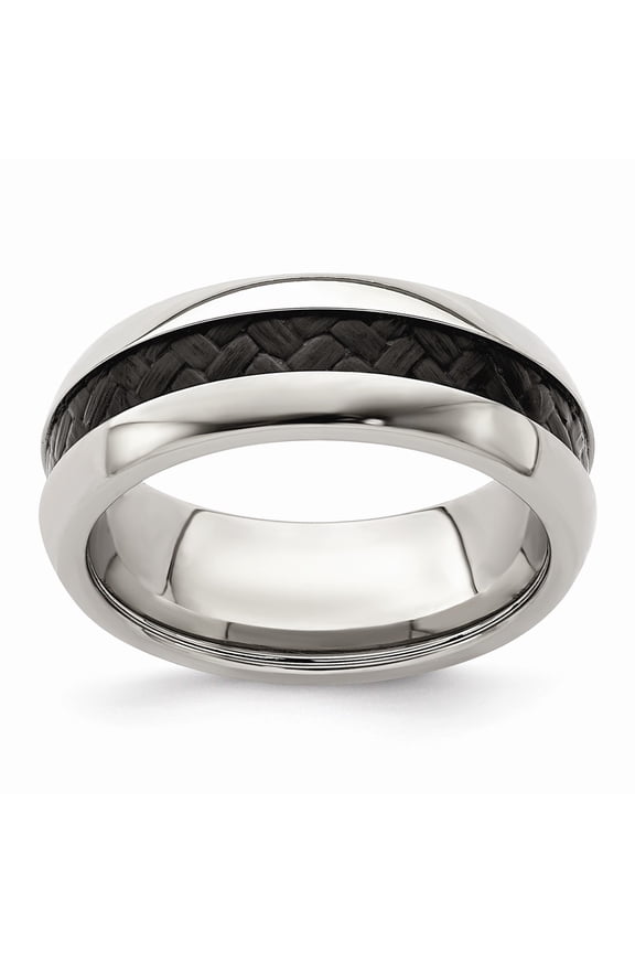 Edward Mirell Stainless Steel Black Carbon Fiber 8mm Band Size: 11; for Adults and Teens; for Women and Men