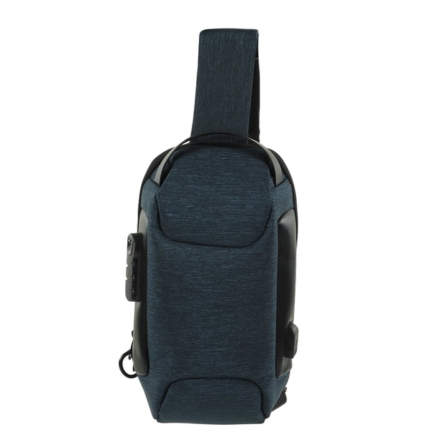 Mochila bandolera con puerto USB antirrobo, impermeable, para ciclismo, senderismo, deportes al aire libre, viajes, color azul