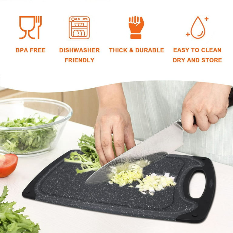 Plastic Cutting Boards for Kitchen, 5 Pieces Dishwasher Safe Cutting Board Set, Durable, Non-Slip, BPA-Free Cutting Board, Knife Friendly Chopping