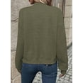 thumbnail image 7 of Women Round Neck Regular Sleeve Geometric Jacquard Bomber Jacket - Loose Fit, Army Green, S-5XL, Spring and Autumn, 7 of 7
